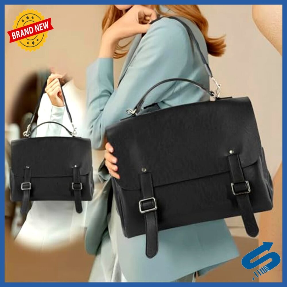 Convertible Leather Backpack Tote Multifunctional Work Bag Chic Minimal - Picture 7 of 7